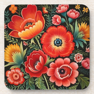 Petrikivka Ukrainian traditional art Coaster