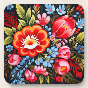 Petrikivka Ukrainian traditional folk art Coaster