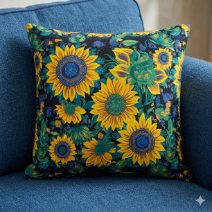 Petrikivka Ukrainian traditional folk art. Cushion