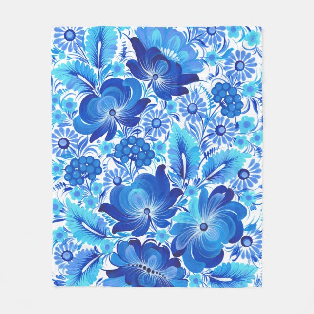 Petrikivka Ukrainian traditional folk art Fleece Blanket (Front)