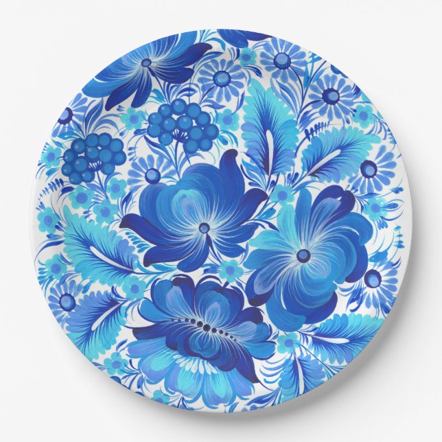 Petrikivka Ukrainian traditional folk art  Paper Plate (Front)