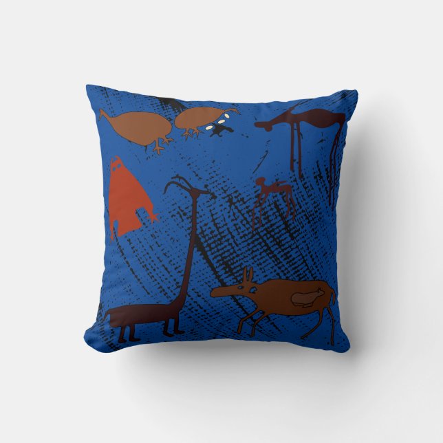 Petroglyph Cave Art Ancient Animals Cushion (Front)