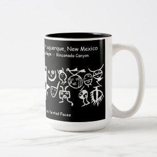 Petroglyph Collection of Masks and Painted Faces   Two-Tone Coffee Mug