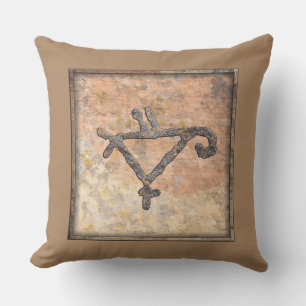Petroglyph of a Stylised Parrot Cushion