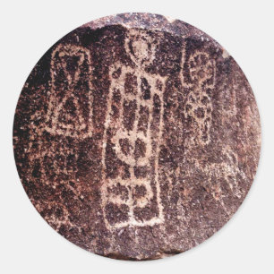 PETROGLYPHS AMERICAN SOUTHWEST, NEVADA DESERT CLASSIC ROUND STICKER