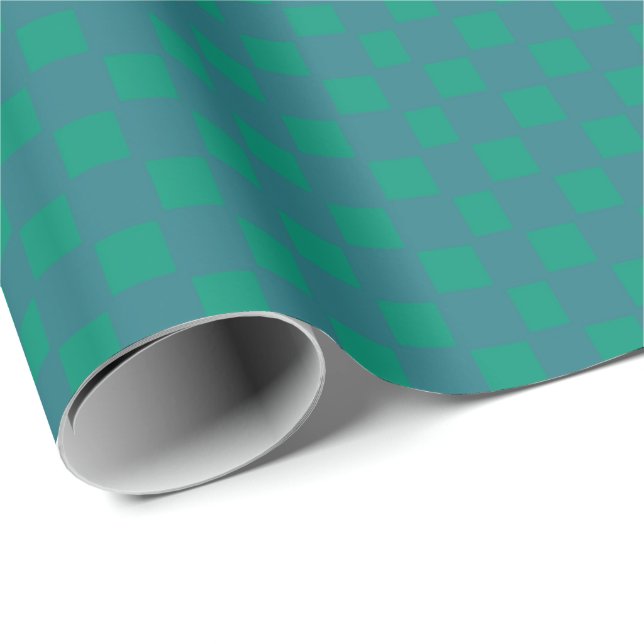 Petrol and Moss Squares Wrapping Paper (Roll Corner)