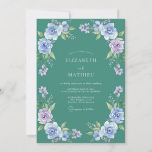 Petrol Periwinkle Petal Wedding Invitation