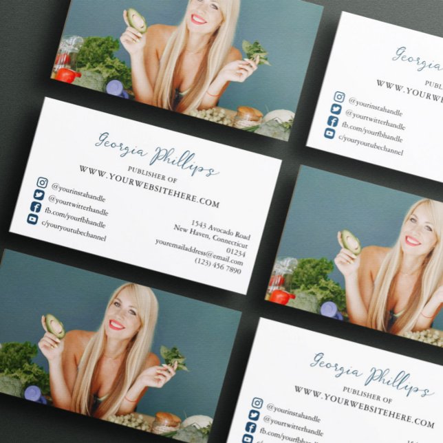 Petroleum Blue Influencer Content Creator Photo Business Card (Creator Uploaded)