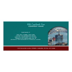 Petroleum customisable oil drilling rig watercolor rack card