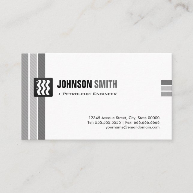 Petroleum Engineer - Creative Black White Business Card (Front)