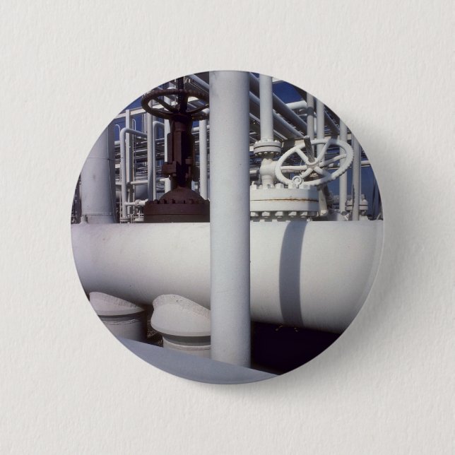 Petroleum refinery pipeline 6 cm round badge (Front)