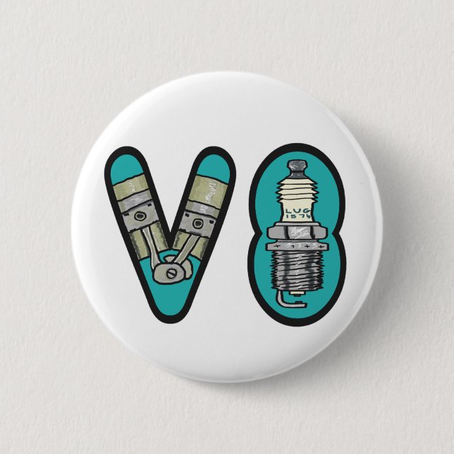 Petrolhead V8 Car Enthusiast 6 Cm Round Badge (Front)