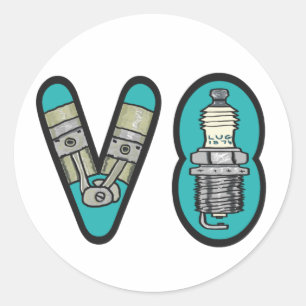 Petrolhead V8 Car Enthusiast Classic Round Sticker