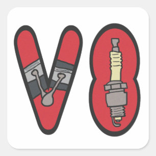 Petrolhead V8 Car Enthusiast Square Sticker