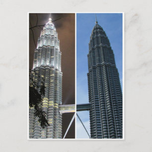 petronas day night towers postcard