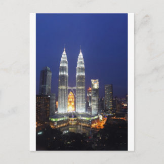 Petronas Towers illuminated at night Kuala Lumpur Postcard