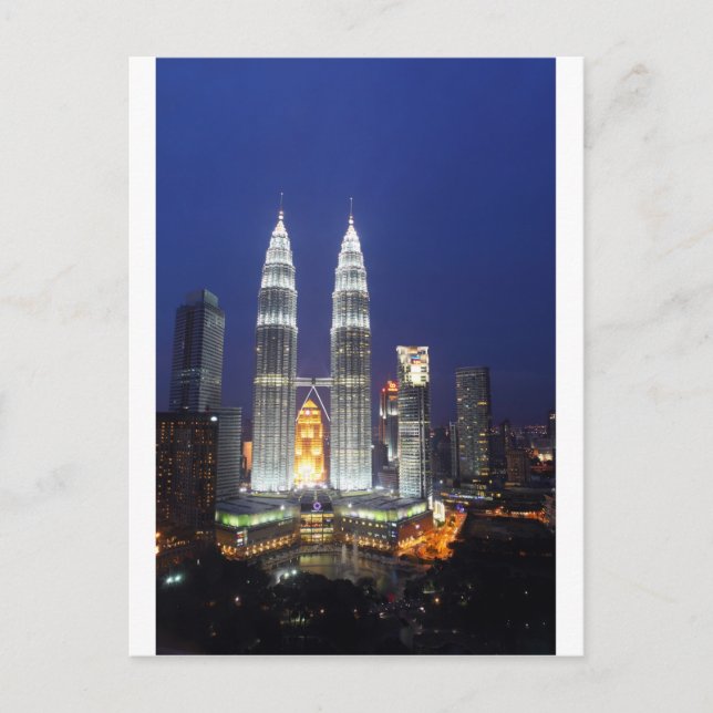 Petronas Towers illuminated at night Kuala Lumpur Postcard (Front)