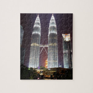 Petronas Towers in Kuala Lumpur at night Jigsaw Puzzle