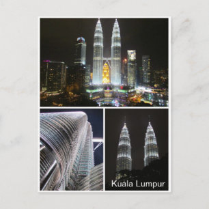 petronas towers night views postcard
