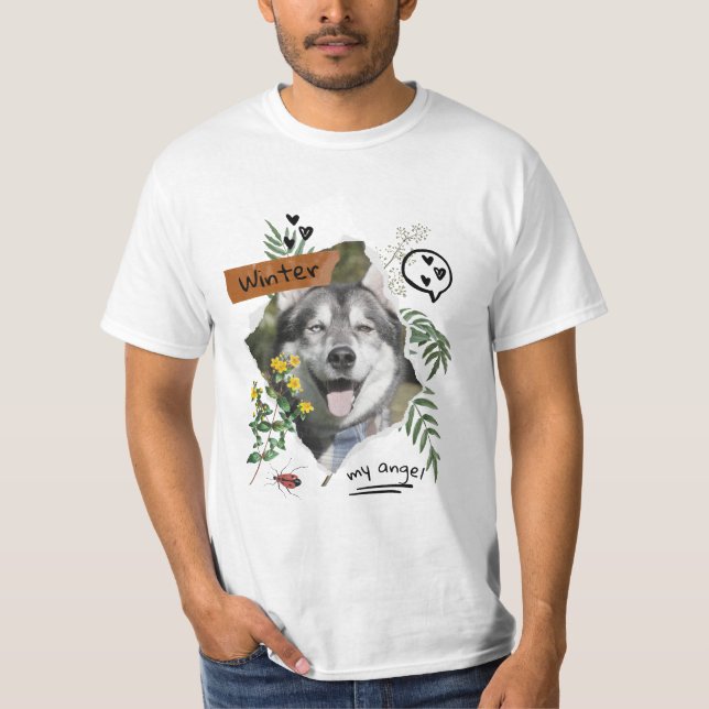 Pets and flowers collage scaleable cutomized  T-Shirt (Front)