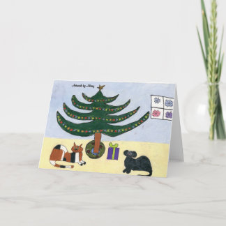 Pets around the Christmas Tree Card