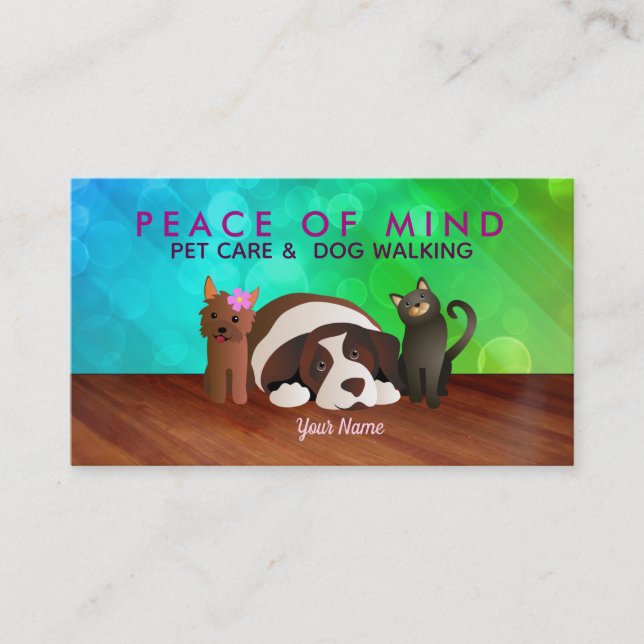 Pets Care and Dog Walking Business Cards (Front)