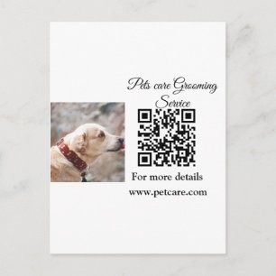 Pets care grooming service Q R code add name text Postcard