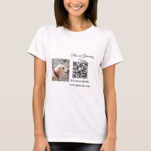 Pets care grooming service Q R code add name text T-Shirt