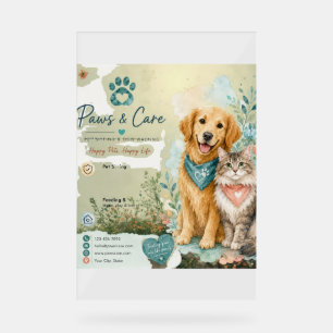 Pets,Cat And Dog Sitter And Walker Acrylic Party  Sign