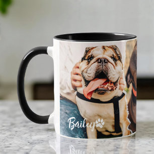Pet's Cool Modern Simple Paper 3 Photo Template Mug