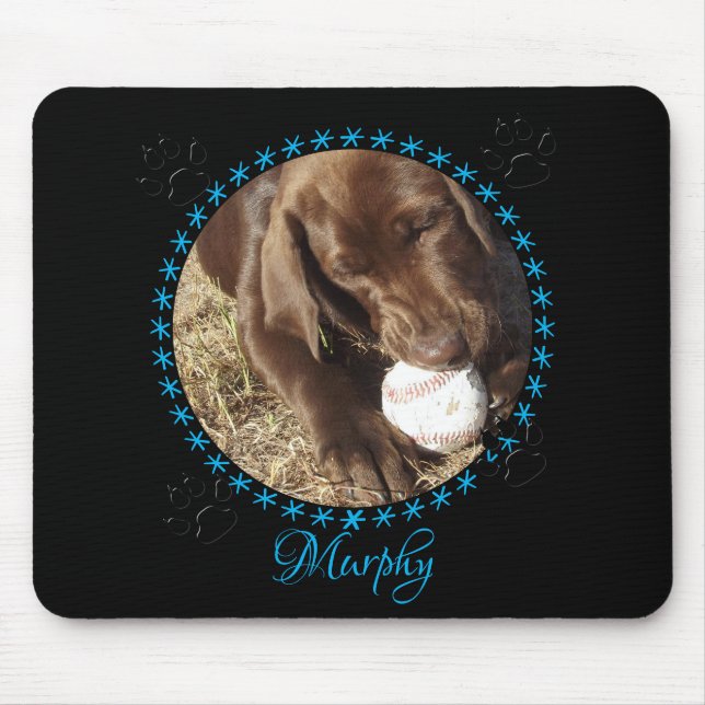 Pet's Custom Mouse Pad (black/blue with paws) (Front)
