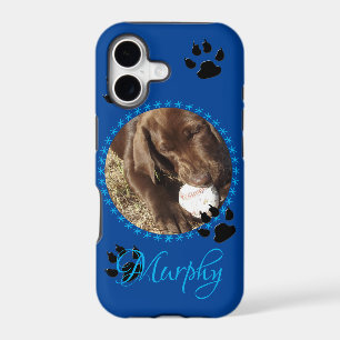 Pet's Custom Phone Case (blue Backgroun/with paws)