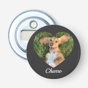 Pet's Cute Modern Typography Name and heart Photo Bottle Opener