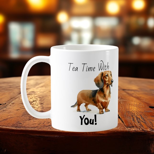 Pets Dachshund Browns 'Tea Time'  Personalise Coffee Mug (Creator Uploaded)