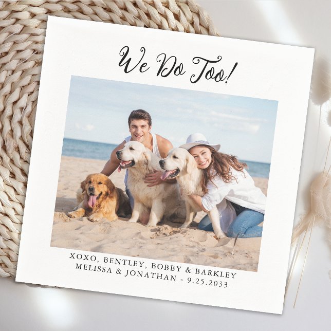 Pets Dog Cat Custom Photo Modern Funny Wedding Napkin (Creator Uploaded)