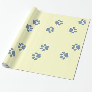 pets dog cat pawprints wrapping paper