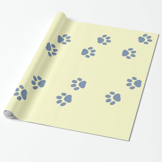 pets dog cat pawprints wrapping paper (Unrolled)