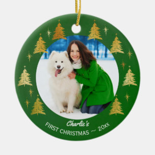 Pets First Christmas - Custom Puppy Dog Photo Ceramic Ornament