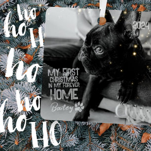 Pet's First Christmas Forever Home Modern Grunge Metal Tree Decoration