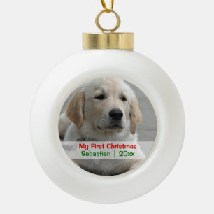 Pet's First Christmas Personalised Photo Template Ceramic Ball Christmas Ornament