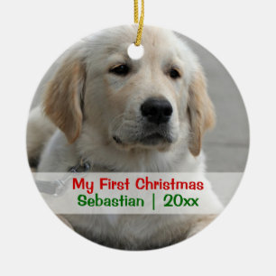 Pet's First Christmas Personalised Photo Template Ceramic Ornament