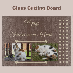 Pets Forever brown and cream photo glass Cutting Board