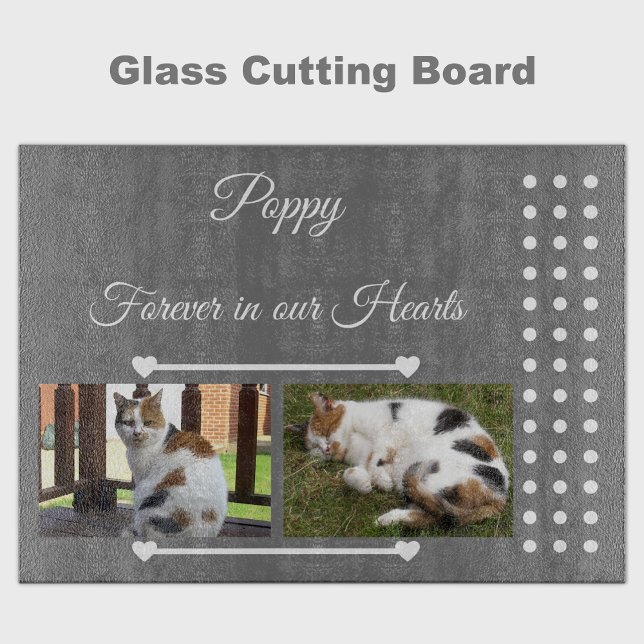 Pets Forever grey and white photo glass Cutting Board (Creator Uploaded)