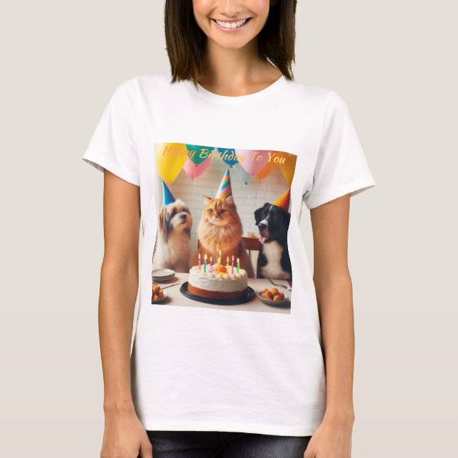 Pets Happy Birthday T-Shirt (Front)