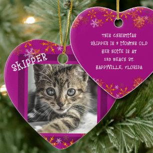 Pets Keepsake Photo Heart Christmas Ceramic Ornament