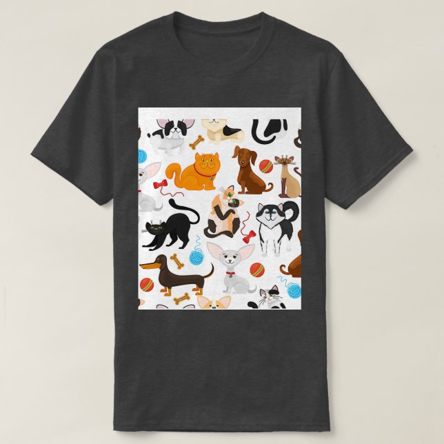 Pets kittens and puppies pedigree pet with toy Gra T-Shirt (Design Front)