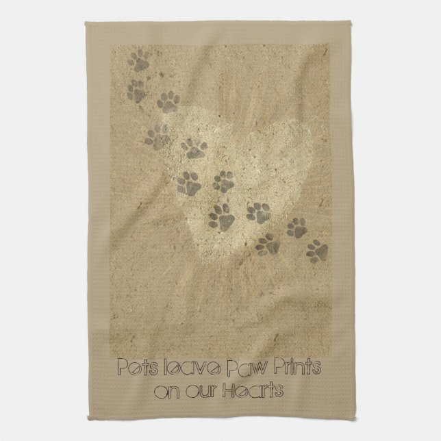 Pets leave Paw Prints on our Hearts Tea Towel (Vertical)