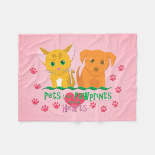 Pets Leave Pawprints on our Hearts Fleece Blanket