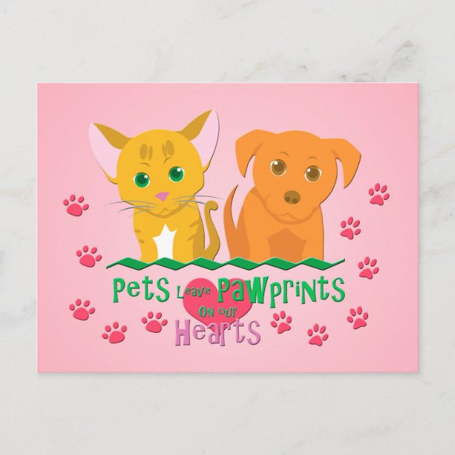 Pets Leave Pawprints on our Hearts Postcard (Front)