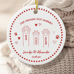 Pets Marriage Announcement Double Sided Ceramic Ornament